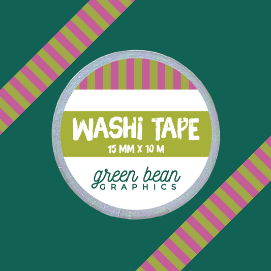 Fuchsia + Lime Striped Washi Tape